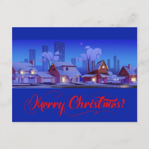 Merry Christmas Cityscape Postcard