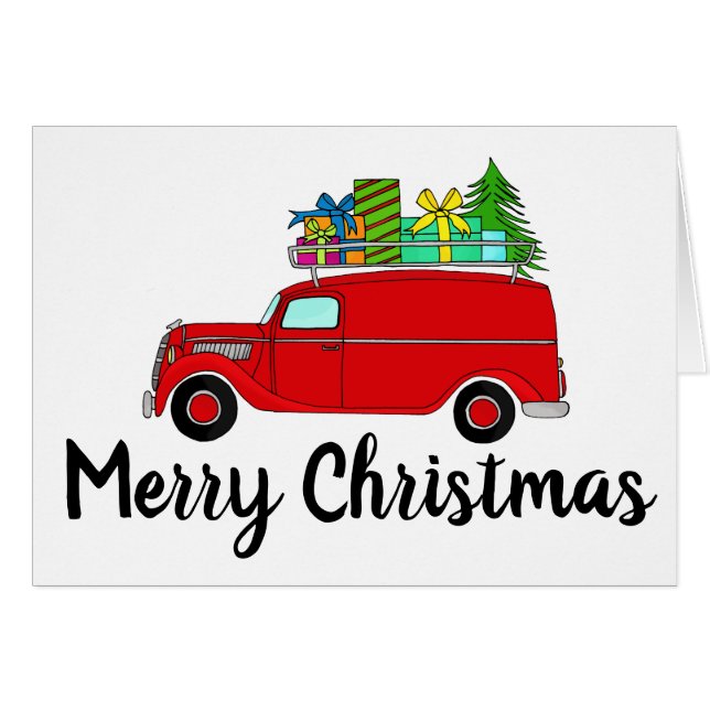 Merry Christmas Classic Car Cards (Front Horizontal)