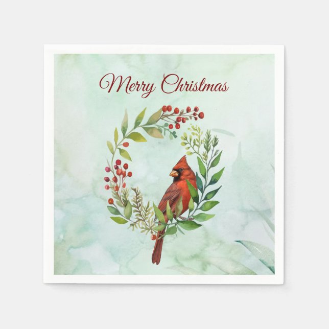 Merry Christmas Classic Cardinal  Napkins (Front)