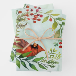 Merry Christmas Classic Cardinal  Wrapping Paper Sheets