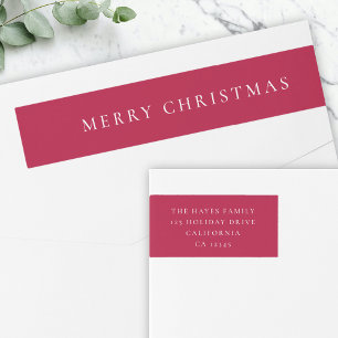 Merry Christmas Classic Cherry Red Return Address Wrap Around Label