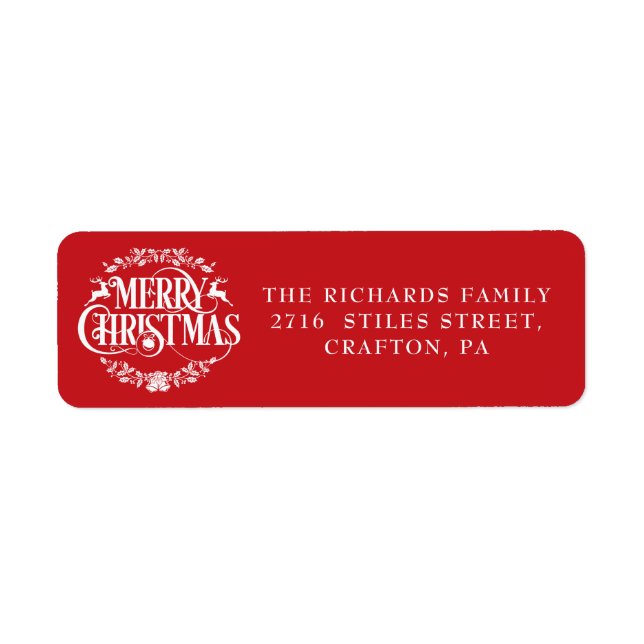 Merry Christmas Classic Elegant Return Address Label (Front)