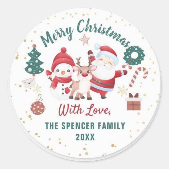  Merry Christmas Classic Festive Stickers (Front)