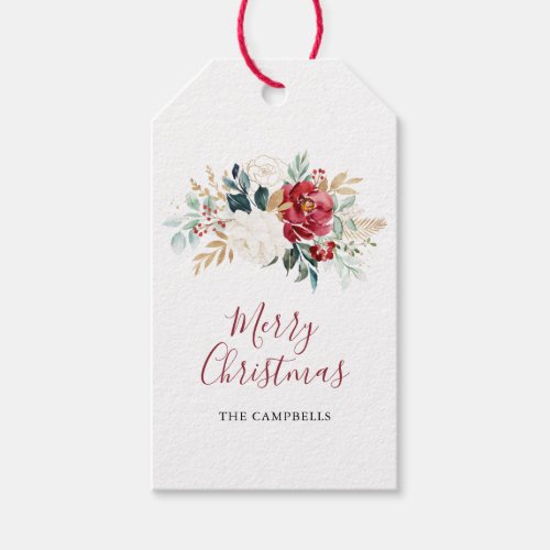Merry Christmas  Classic Gold Floral Cheery Gift Tags