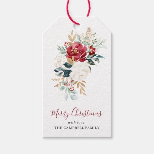 Merry Christmas  Classic Gold Floral Gift Tags