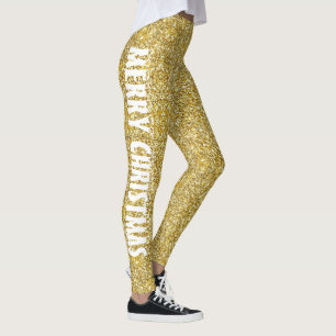 Merry Christmas Classic Gold Glitter Leggings