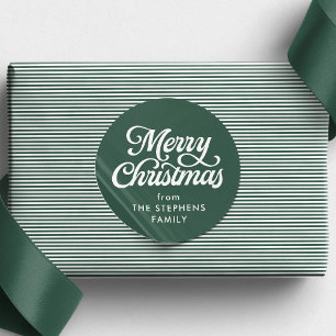 Merry Christmas classic green holiday gift Round Sticker