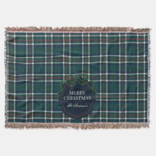 Merry Christmas Classic Preppy Tartan Plaid Throw Blanket