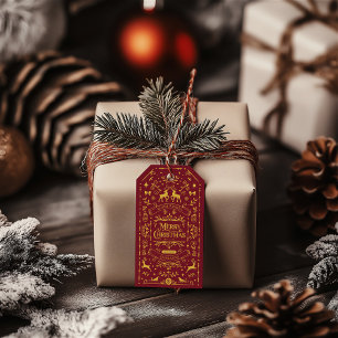 Merry Christmas Classic Red Holiday Gift Tags