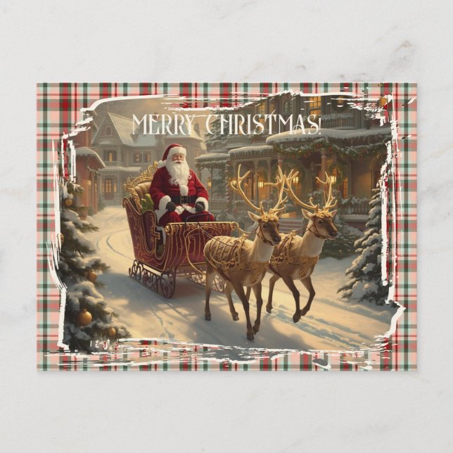 Merry Christmas Classic Retro Festive Christmas Holiday Postcard (Front)