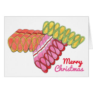 Merry Christmas Classic Ribbon Hard Candy Holiday Cards