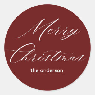merry christmas classic round sticker
