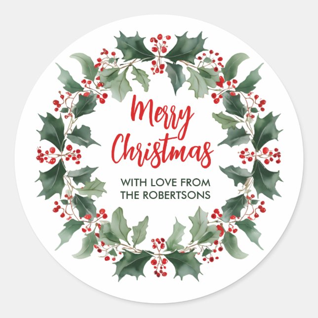 Merry Christmas Classic Round Sticker (Front)