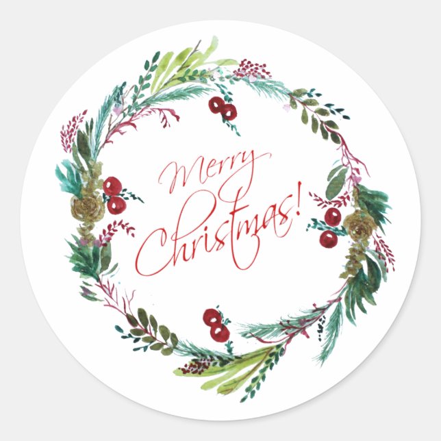 Merry Christmas Classic Round Sticker (Front)