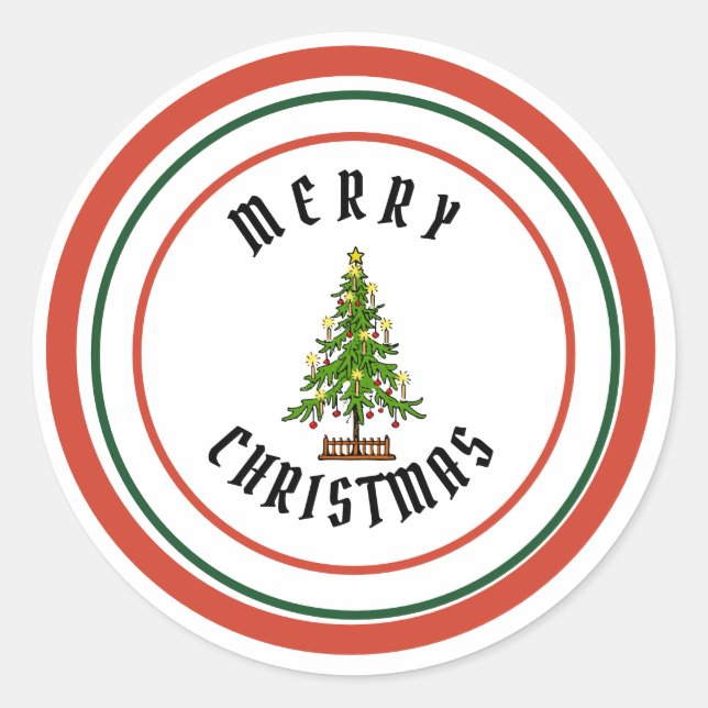 MERRY CHRISTMAS CLASSIC ROUND Sticker (Front)