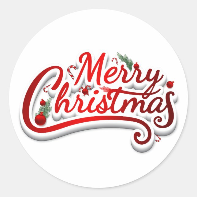 Merry Christmas Classic Round Sticker (Front)