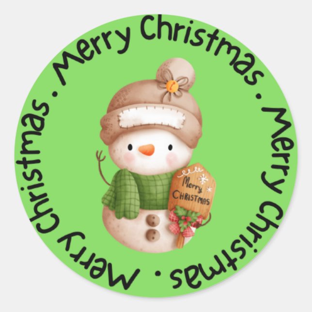 Merry Christmas Classic Round Sticker (Front)