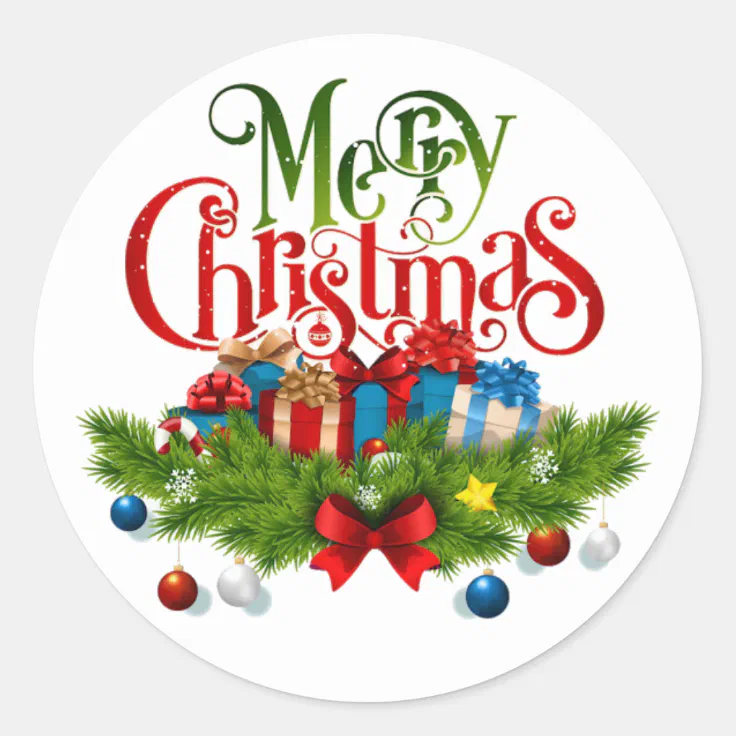 Merry Christmas Classic Round Sticker Zazzle 5510