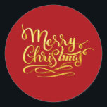 Merry Christmas Classic Round Sticker<br><div class="desc">Merry Christmas</div>