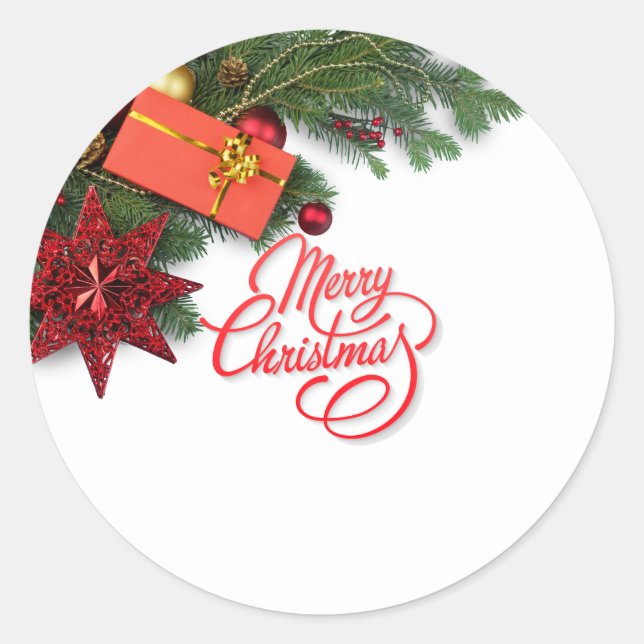 Merry Christmas Classic Round Sticker (Front)