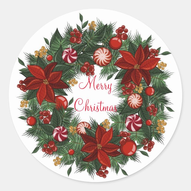 Merry Christmas  Classic Round Sticker (Front)
