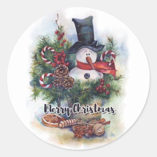 Merry Christmas  Classic Round Sticker