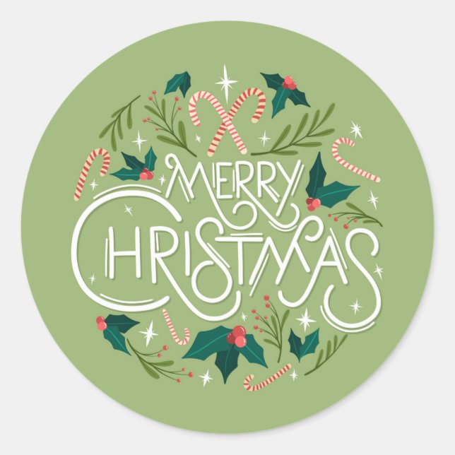 Merry Christmas Classic Round Sticker (Front)