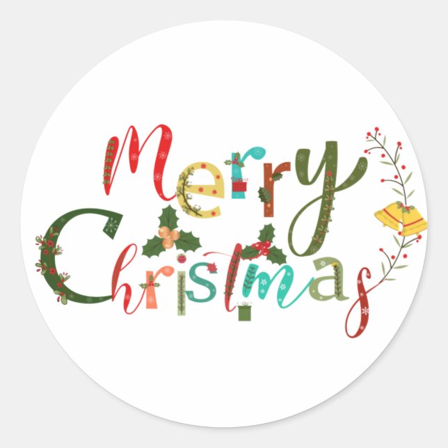  merry christmas classic round sticker (Front)