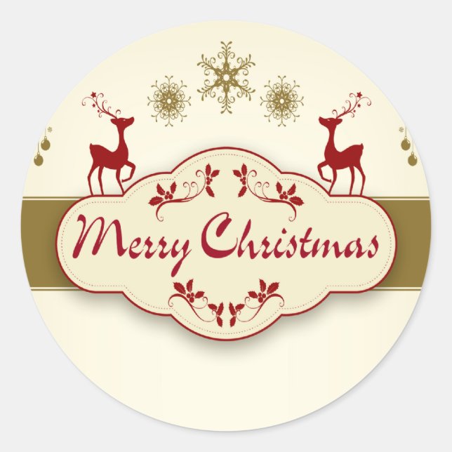 Merry Christmas Classic Round Sticker (Front)