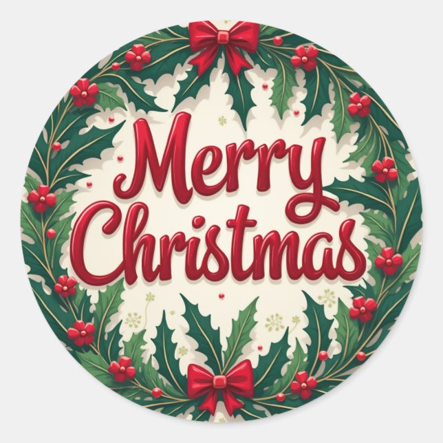 Merry Christmas Classic Round Sticker (Front)