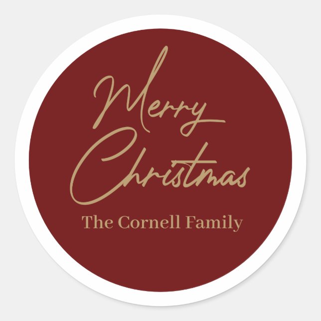 Merry Christmas Classic Round Sticker (Front)