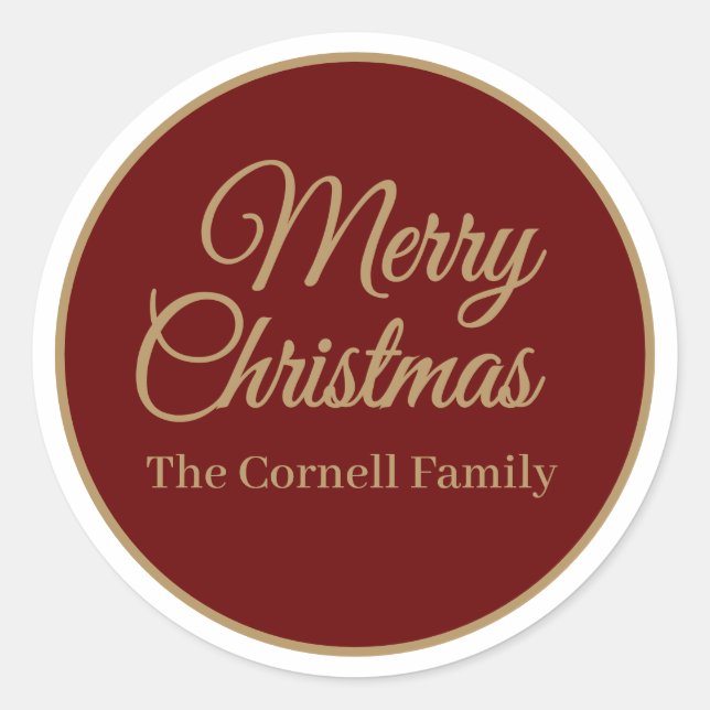 Merry Christmas Classic Round Sticker (Front)