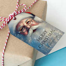 Merry Christmas Classic Santa Snowfall Family Name