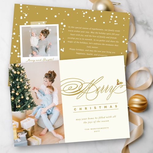 Merry Christmas Classic Script Photo Elegant Chic Holiday Card