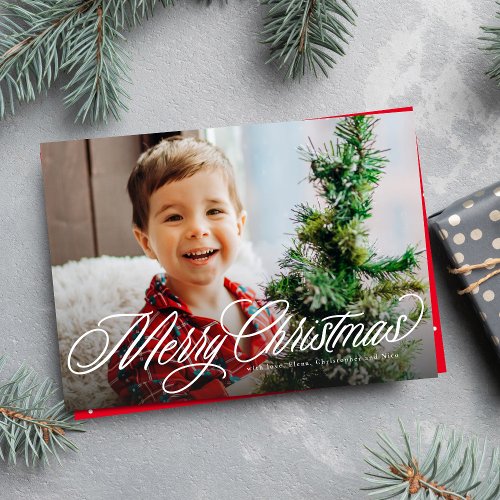 Merry Christmas classic script photo Holiday Card