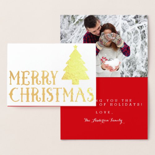 Merry Christmas Classic Tree Photo Theme Foil Card