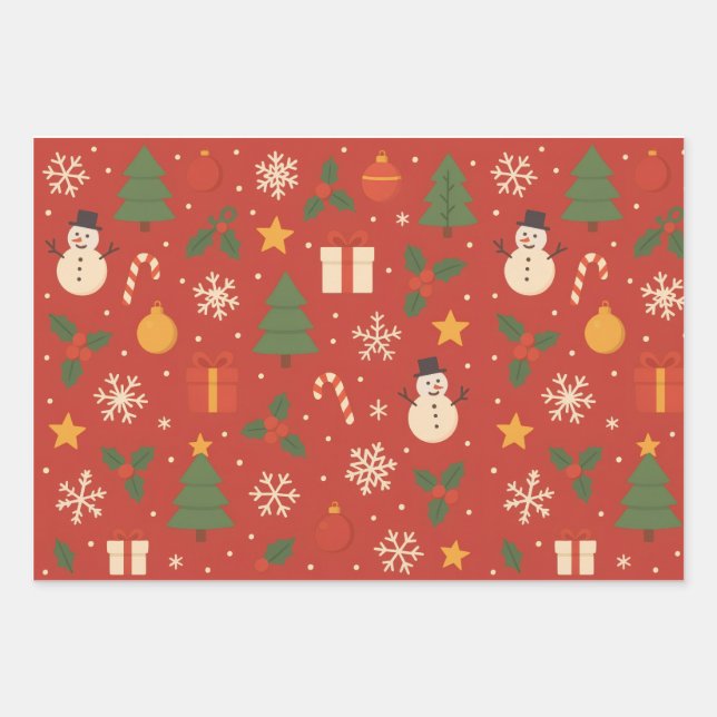 Merry Christmas Classic Wrap Wrapping Paper Sheets (Front)