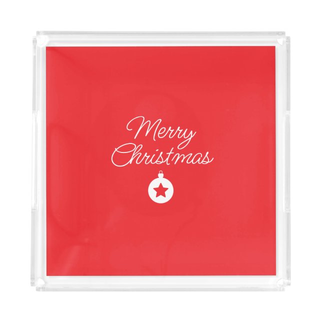 Merry Christmas Classical Unique Minimalist Plain Acrylic Tray (Front)