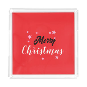 Merry Christmas Classical Unique Minimalist Plain Acrylic Tray