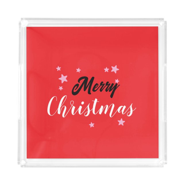 Merry Christmas Classical Unique Minimalist Plain Acrylic Tray (Front)
