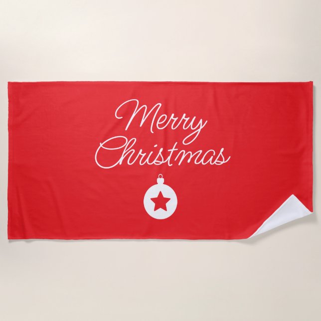 Merry Christmas Classical Unique Minimalist Plain Beach Towel (Front)
