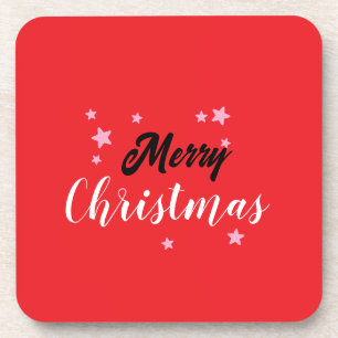 Merry Christmas Classical Unique Minimalist Plain Beverage Coaster