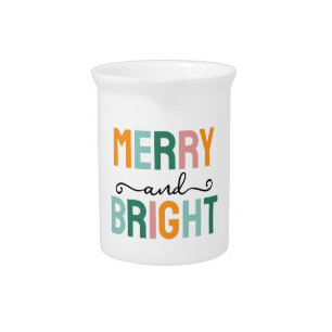 Merry Christmas Classical Unique Minimalist Plain Beverage Pitcher