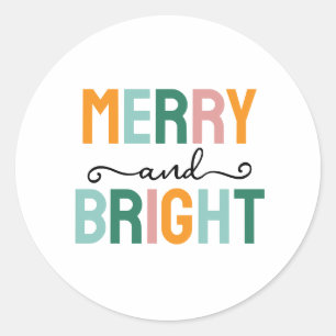 Merry Christmas Classical Unique Minimalist Plain Classic Round Sticker