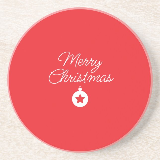 Merry Christmas Classical Unique Minimalist Plain Coaster (Front)