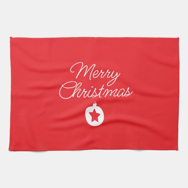Merry Christmas Classical Unique Minimalist Plain Kitchen Towel (Horizontal)