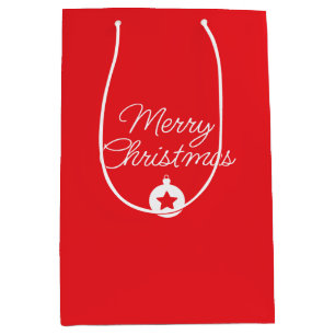 Merry Christmas Classical Unique Minimalist Plain Medium Gift Bag