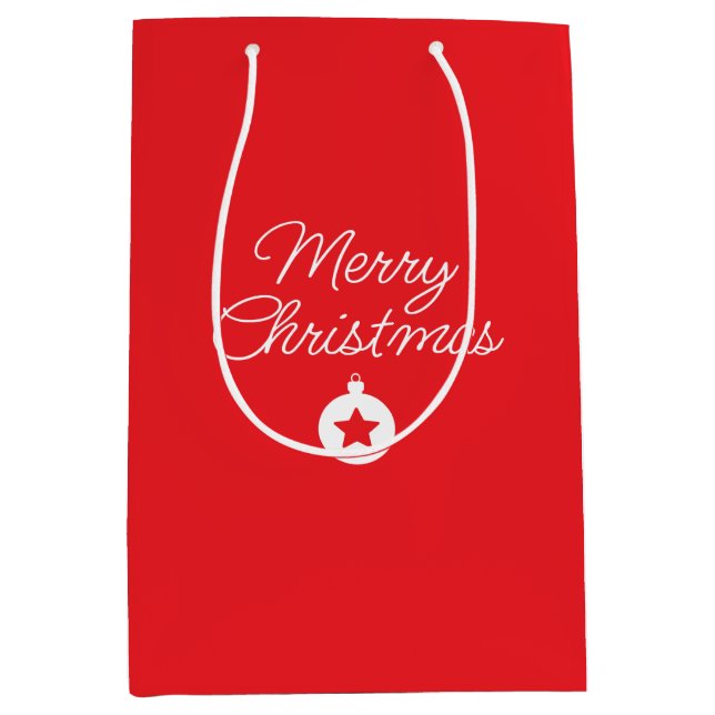 Merry Christmas Classical Unique Minimalist Plain Medium Gift Bag (Front)