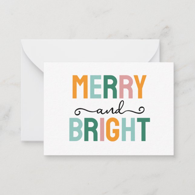 Merry Christmas Classical Unique Minimalist Plain Note Card (Front)