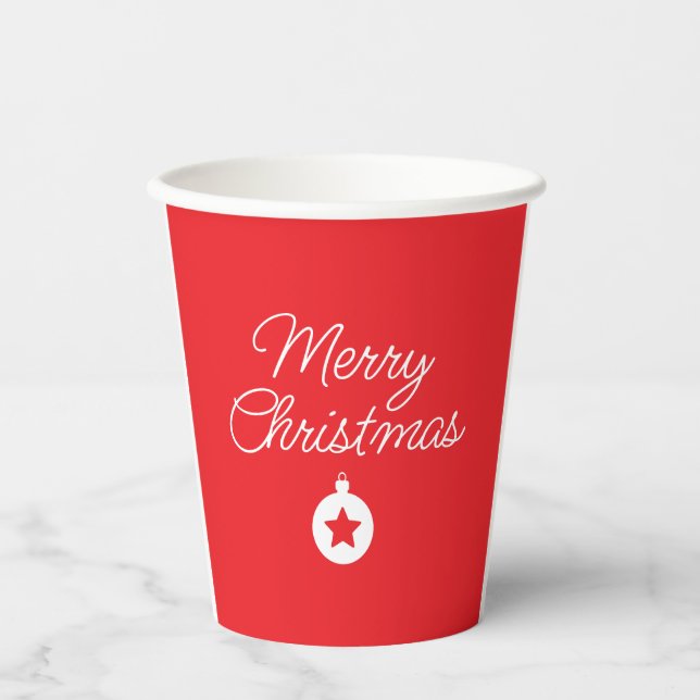 Merry Christmas Classical Unique Minimalist Plain Paper Cups (Front)